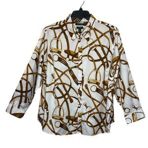 Lauren Ralph Lauren Women Size 3X Equestrian Western Button up Non-Iron Top